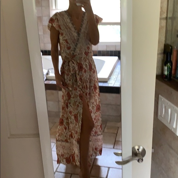 NWT Anthro wrap floral print maxi dress- pink color - Picture 4 of 5